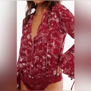 NWOT Free People Everything's Rosy Bodysuit, Size M